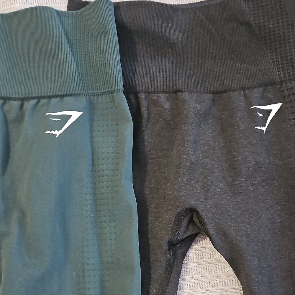 Gymshark Black Marl And Hunter Green Leggings